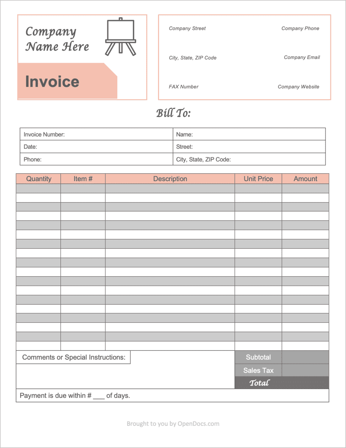 invoice template excel australia