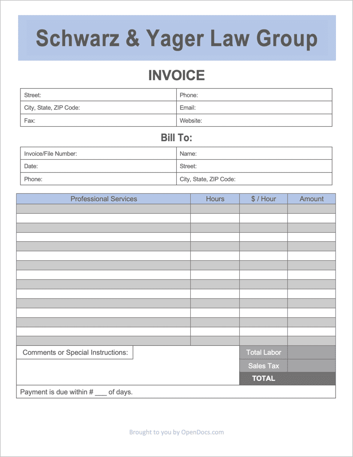 Attorney Billable Hours Invoice Template Best Template Ideas