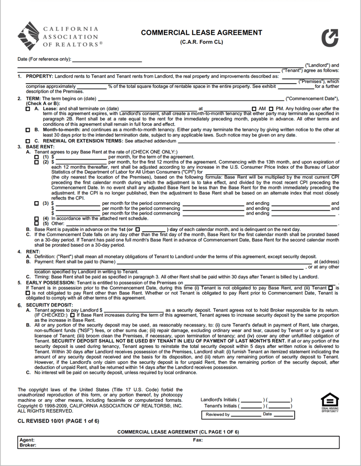 Free California Commercial Lease Agreement | PDF