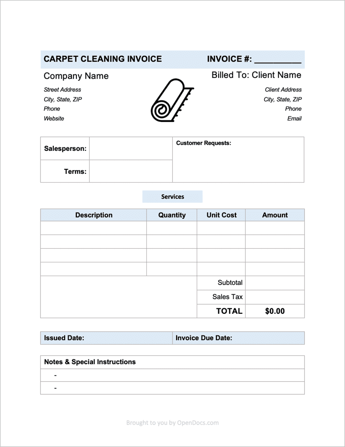 Free Carpet Cleaning Invoice Template PDF WORD EXCEL