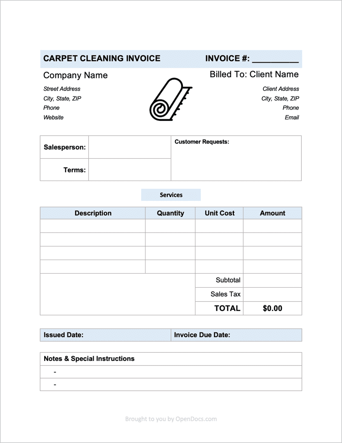 Carpet Installation Invoice Template