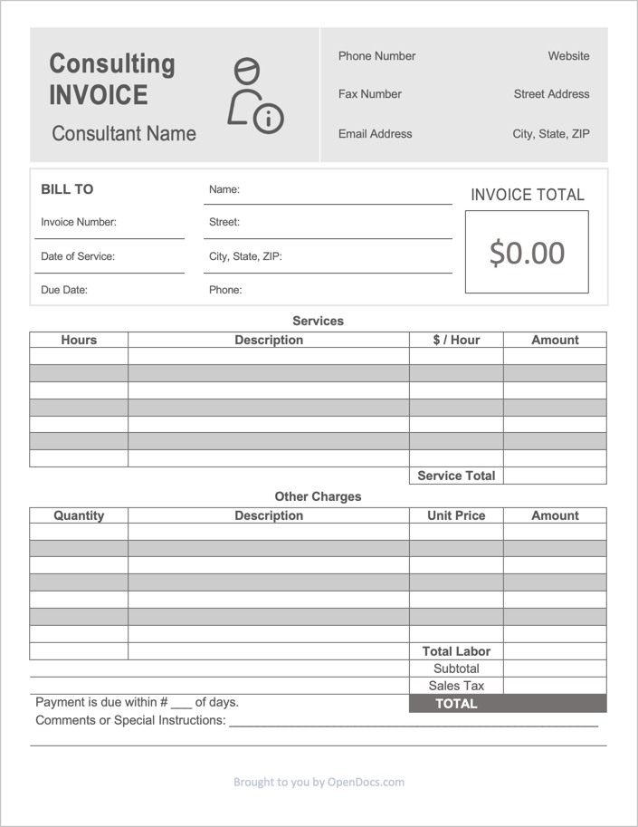 Free Consultant Invoice Template Pdf Word Excel