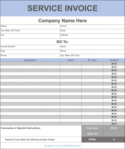Invoice Template Doc from opendocs.com
