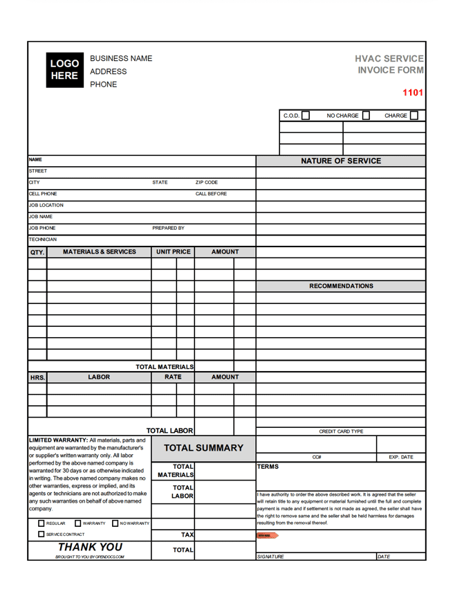 hvac service agreement template