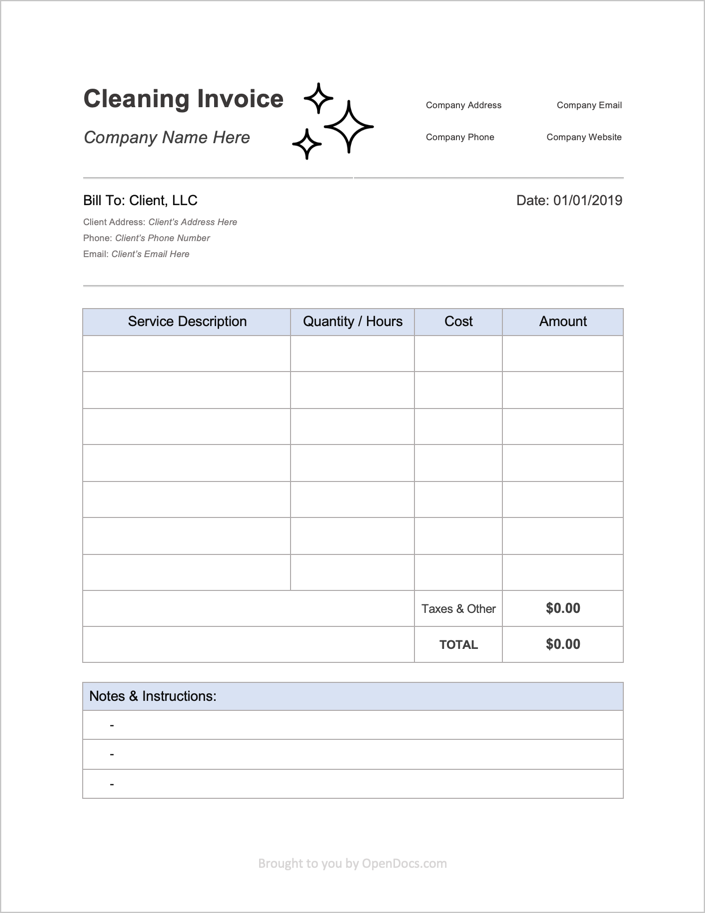 Free House Cleaning Maid Invoice Template Pdf Word Excel