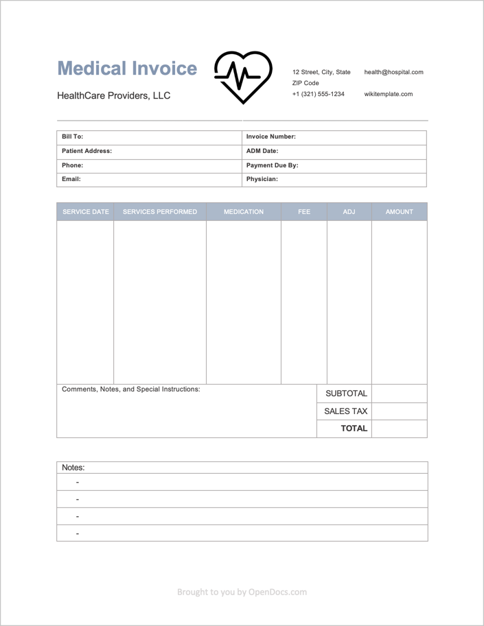 Free Medical Invoice Template | PDF | WORD | EXCEL