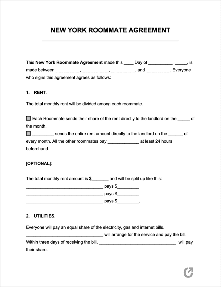 Roommate Agreement Template For Friends