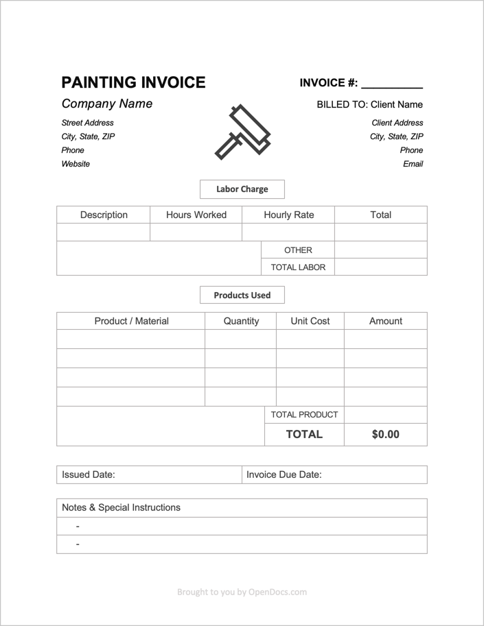 Free Painting Invoice Template Pdf Word Excel