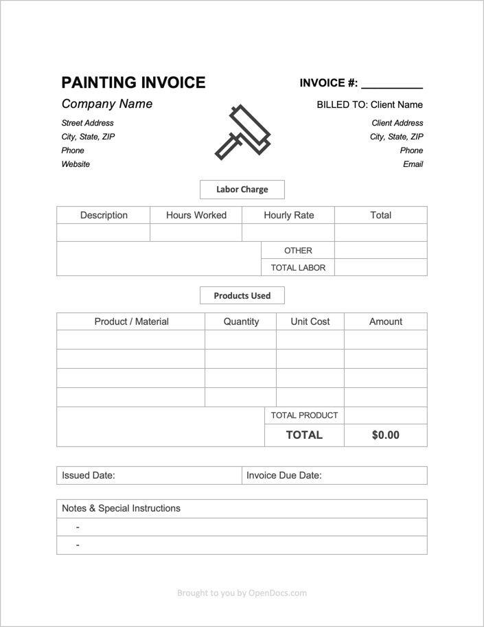 free painting invoice template pdf word excel