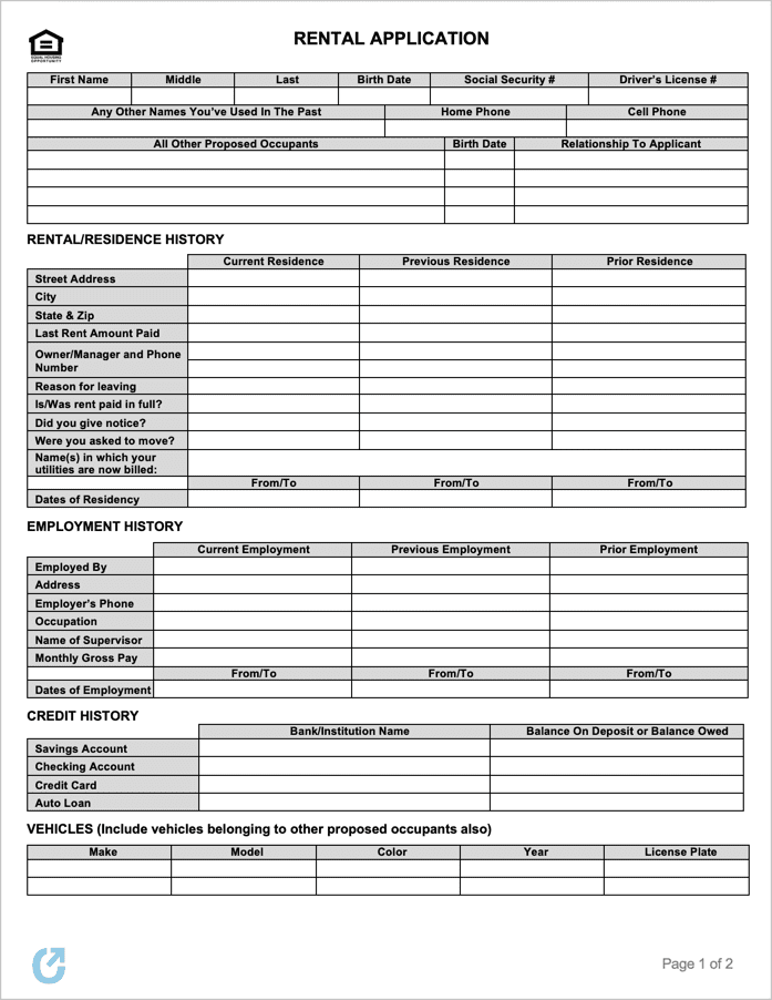 Free Rental Application Templates PDF WORD RTF   Rental Application Template Sample 