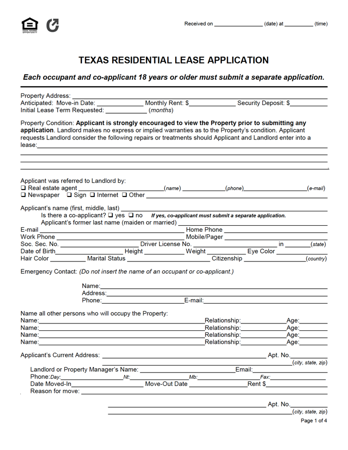 texas residential lease rental agreement legal templates free texas