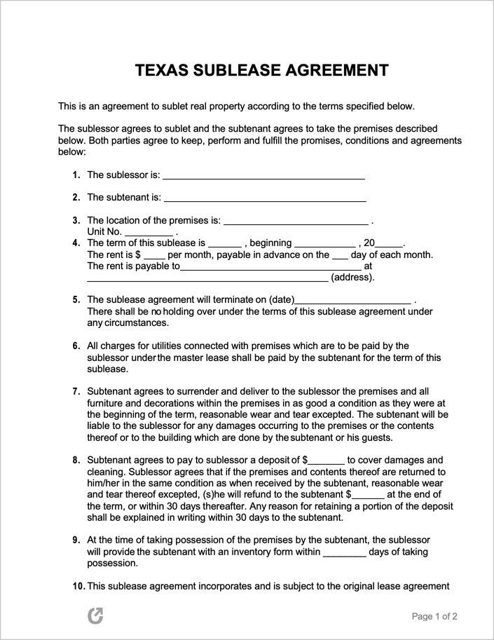 Vehicle Sublease Agreement Template from opendocs.com