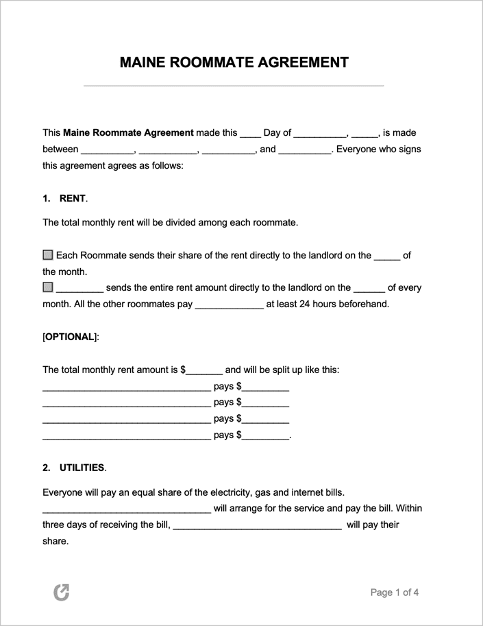 Free Maine Rental Lease Agreement Templates WORD RTF