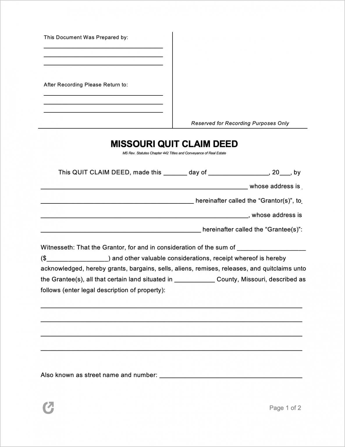 free quit claim deed form