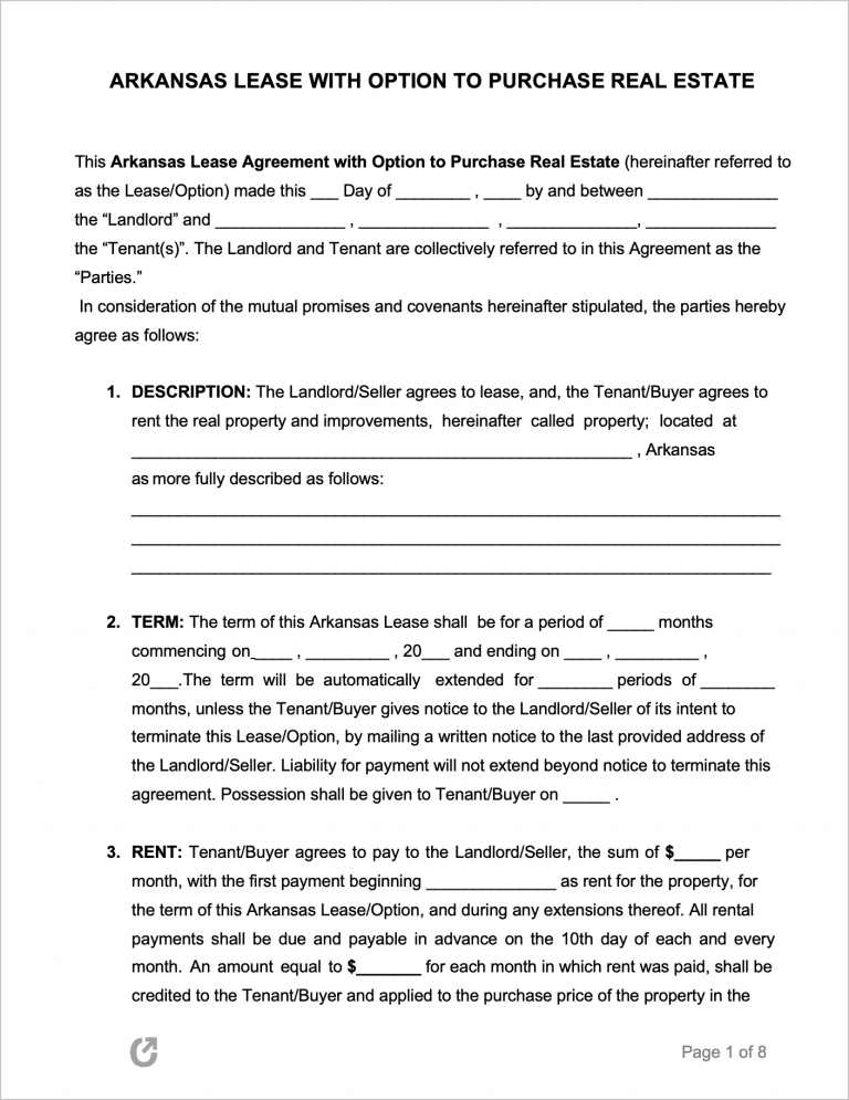 Free Arkansas Rental Lease Agreement Templates PDF WORD RTF