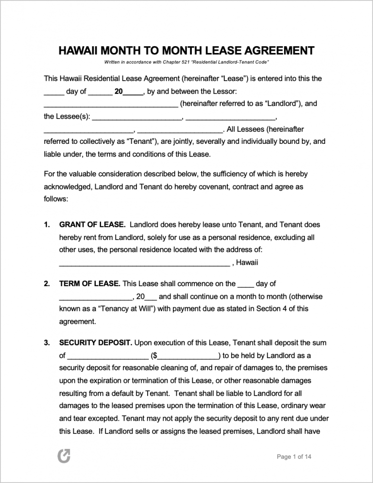 free-hawaii-rental-lease-agreement-templates-pdf