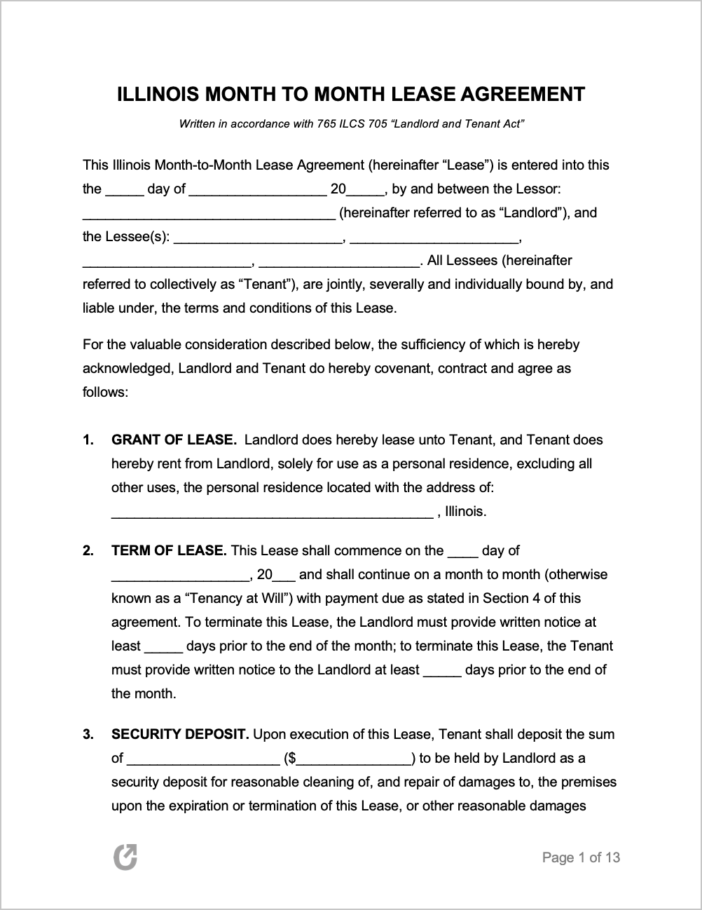 Free Printable Lease Agreement Illinois Free Printable Templates