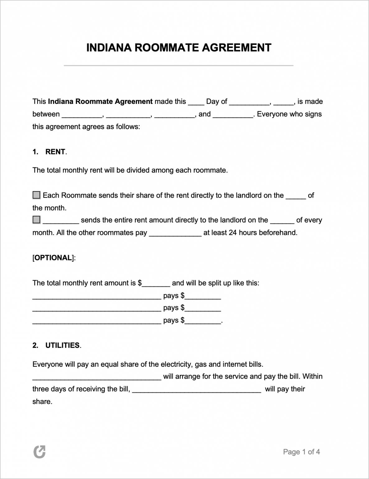 Free Printable Lease Agreement Indiana