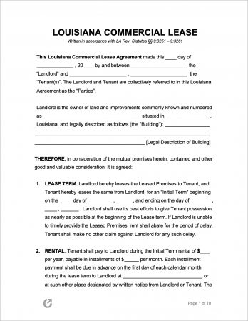 free louisiana rental lease agreement templates pdf word