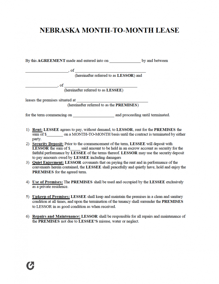 free-nebraska-rental-lease-agreement-templates-pdf