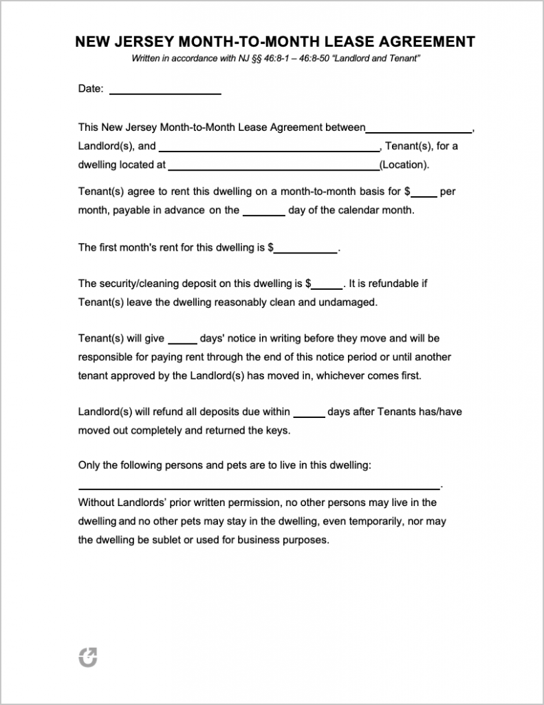Free New Jersey Rental Lease Agreement Templates PDF WORD