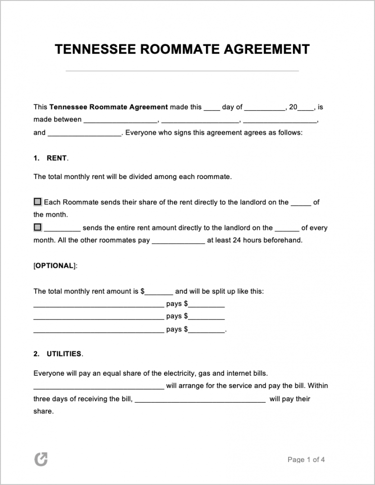 Free Tennessee Rental Lease Agreement Templates PDF