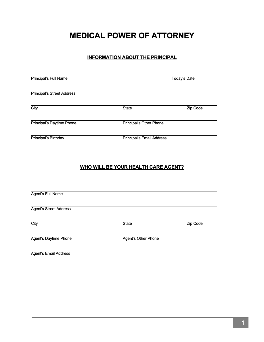 Blank Printable Medical Power Of Attorney Forms