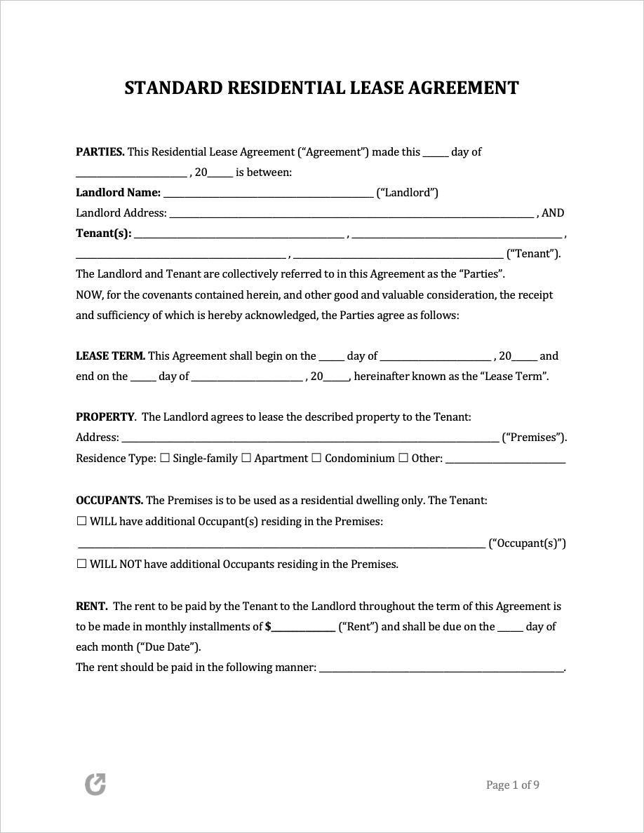 free lease agreement templates pdf word rtf