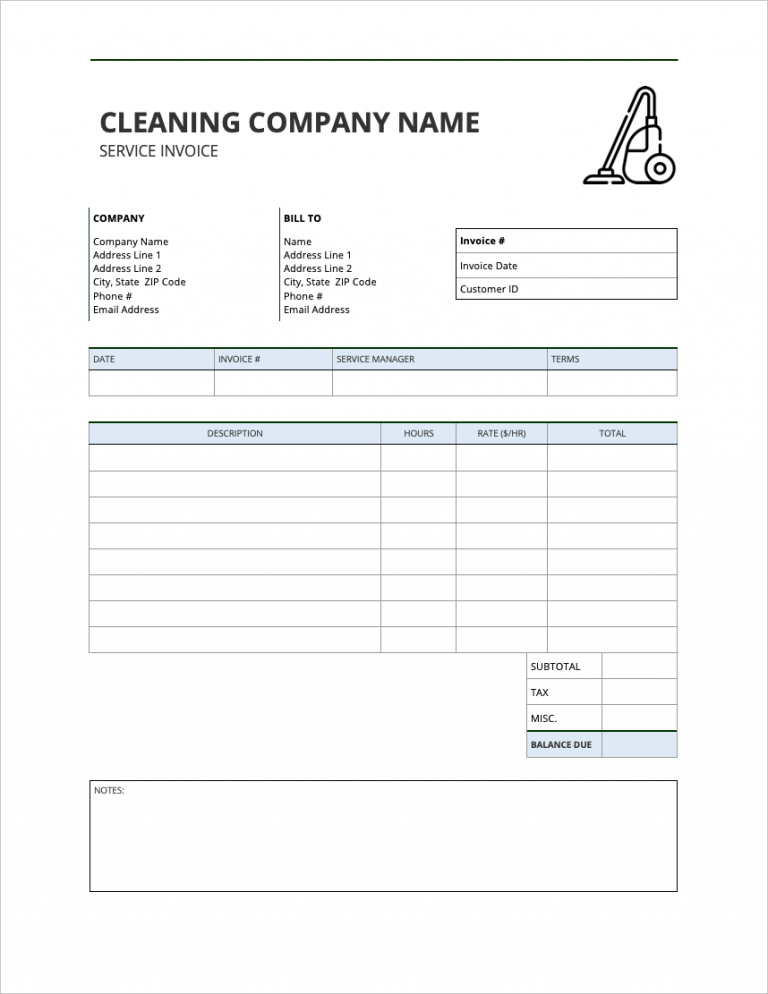 Free Cleaning Service Invoice Templates PDF WORD EXCEL