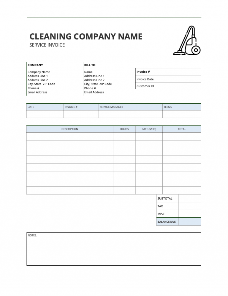 cleaning services invoice sample