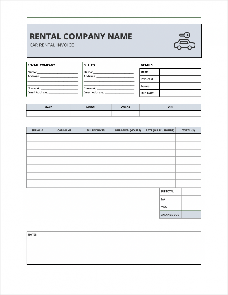 Free Rental Invoice Templates PDF WORD EXCEL