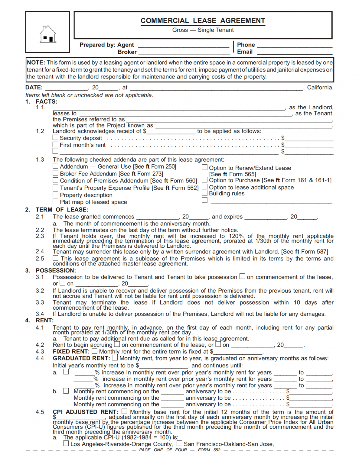 Free California Commercial Lease Agreement PDF