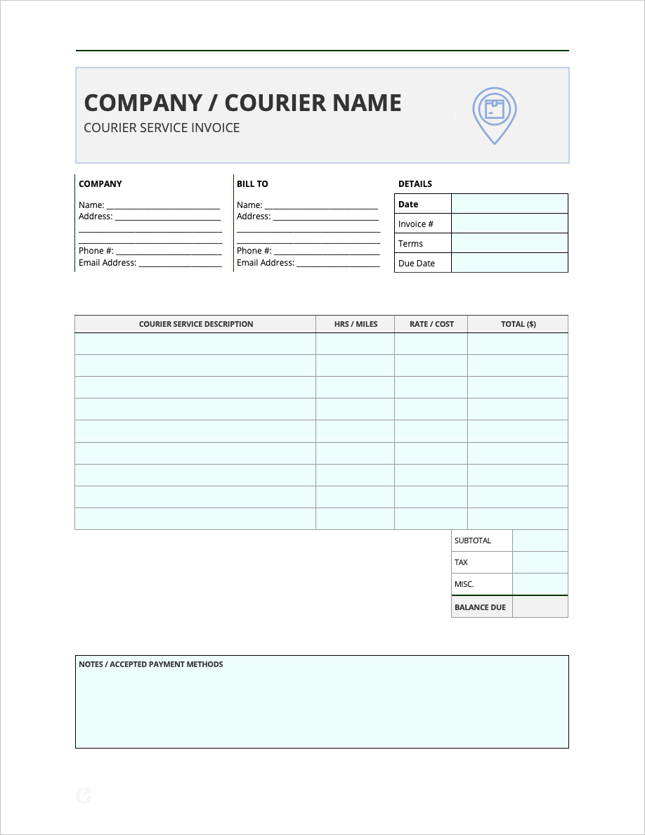 Free Courier Invoice Template PDF WORD EXCEL