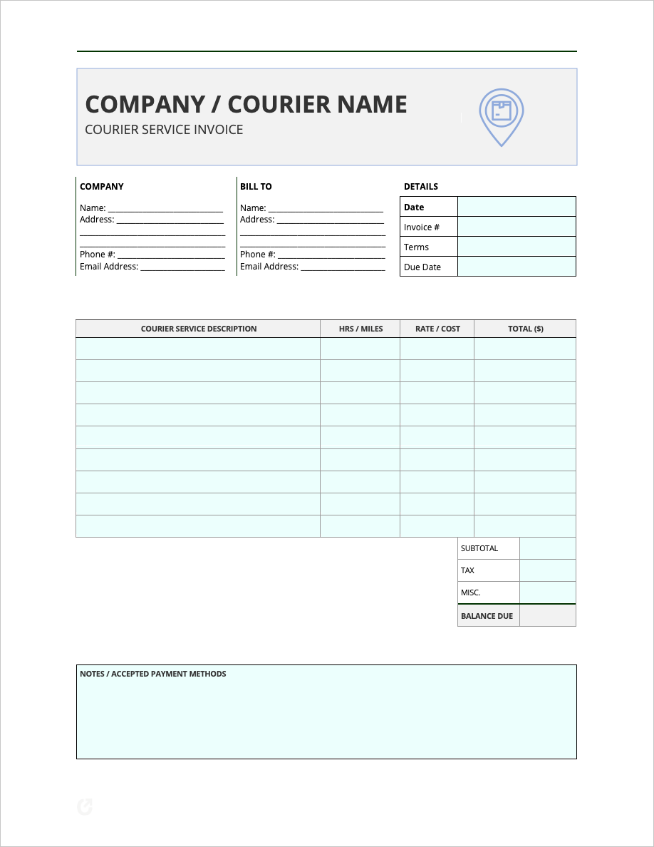 Courier Invoice Template