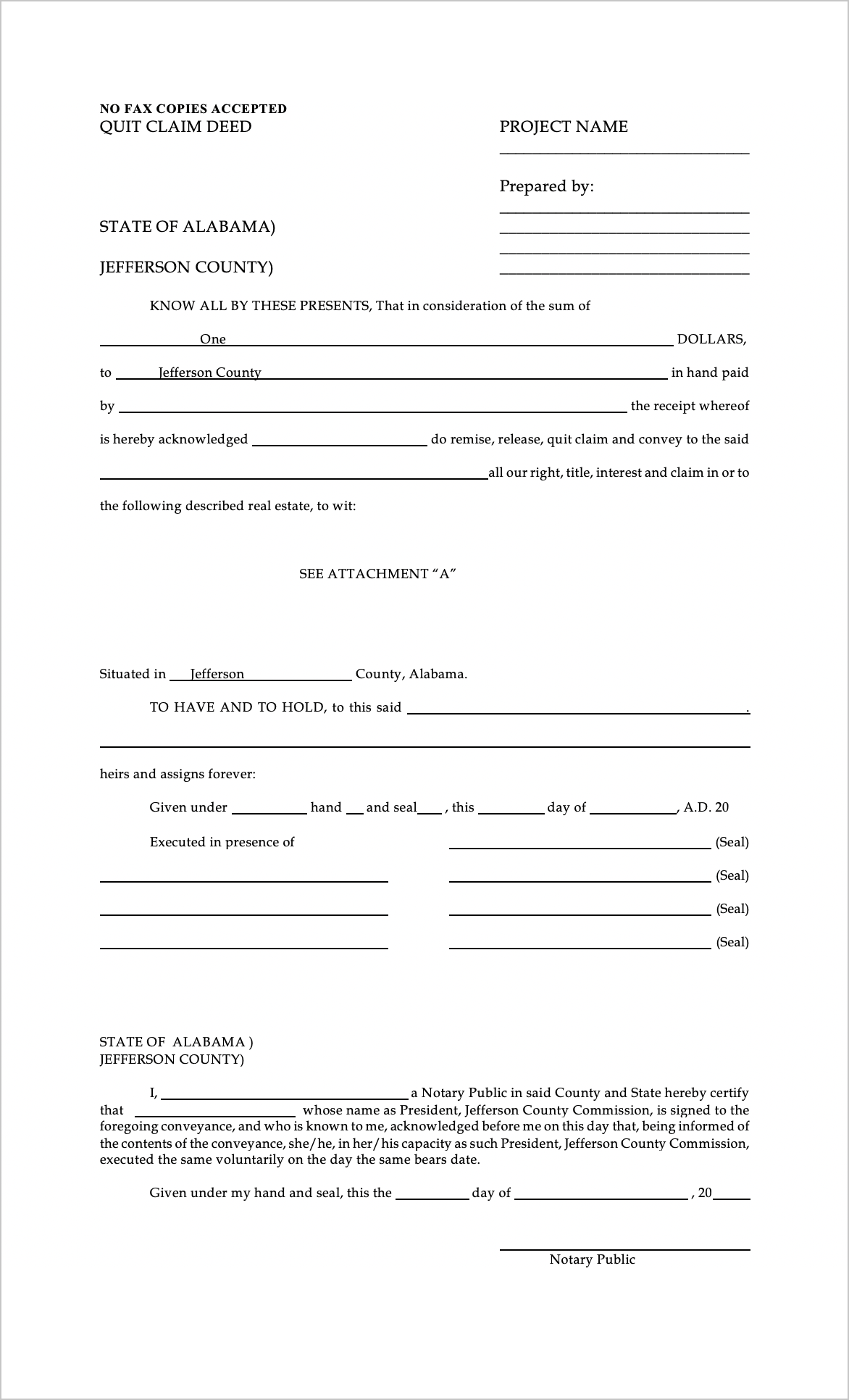 Free Alabama Quit Claim Deed Form PDF WORD