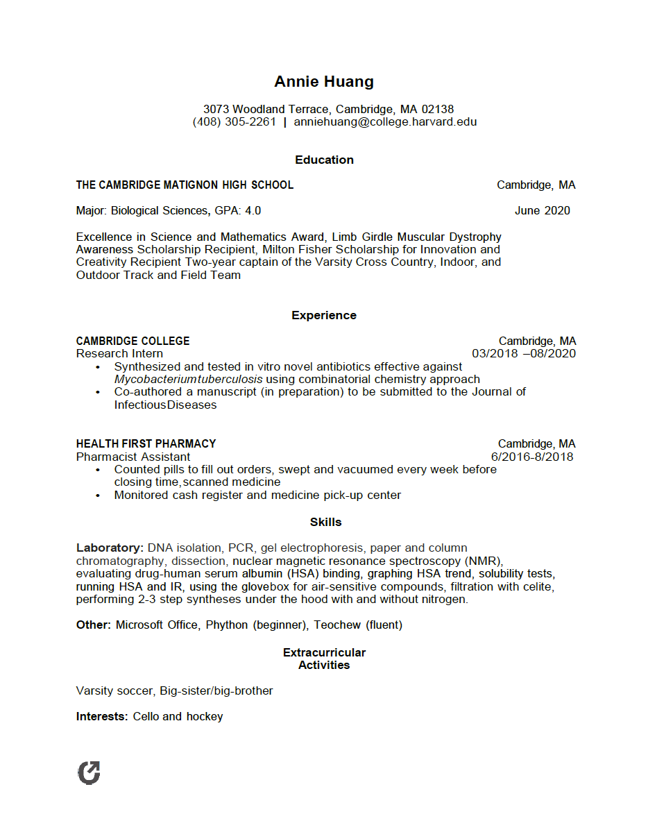 College Student Resume Format Download