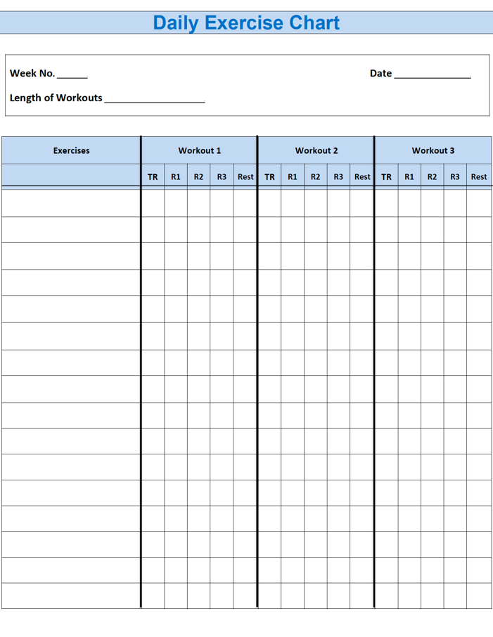 Blank Workout Schedule Template Unique Free Printable Exercise Chart