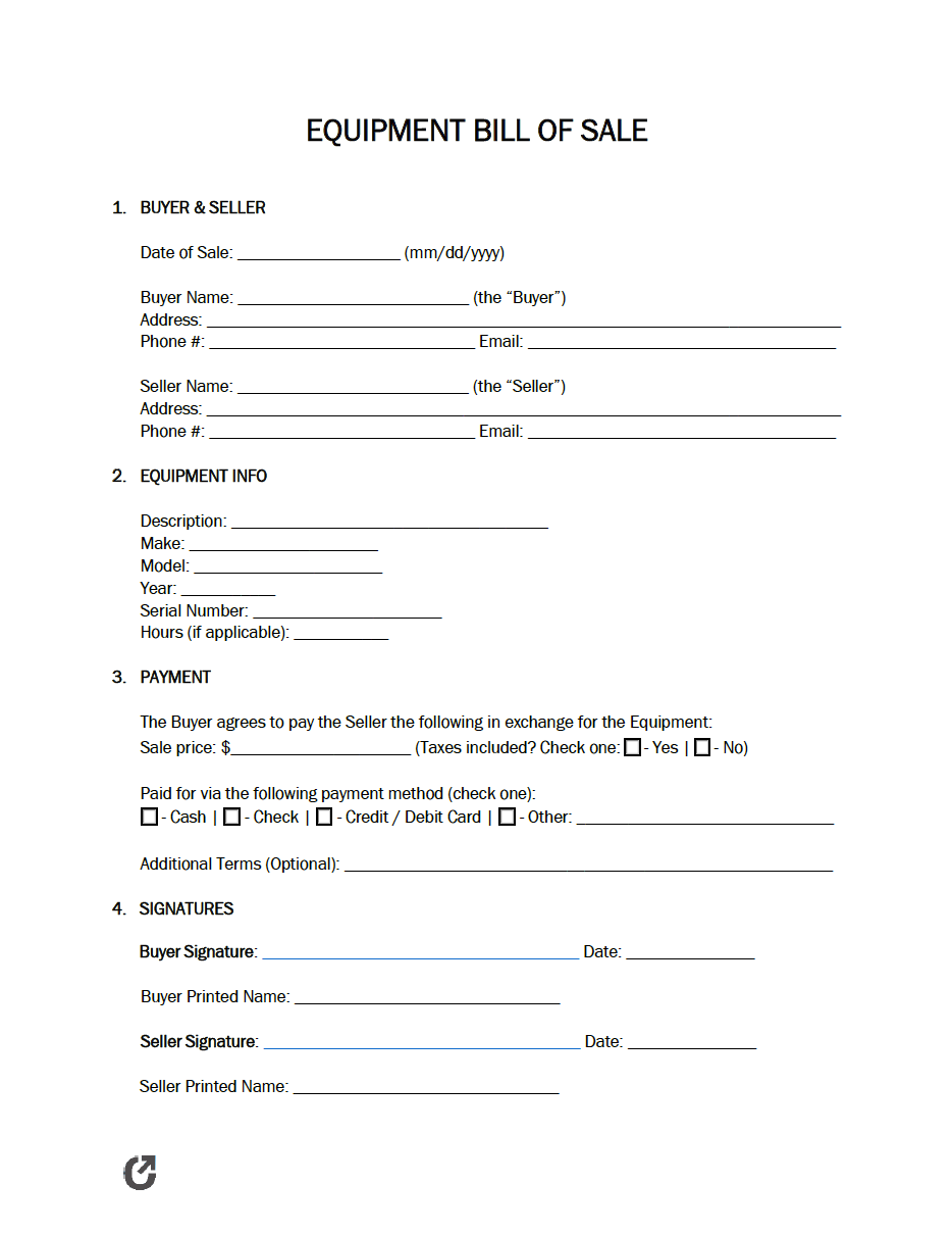 free-fillable-equipment-bill-of-sale-form-pdf-templates-images