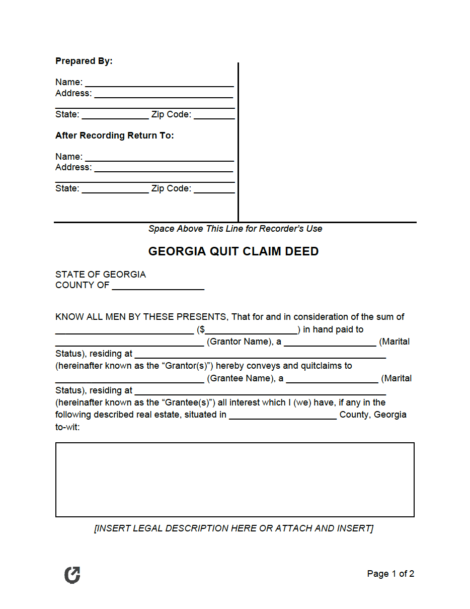 free georgia quit claim deed form pdf word rtf