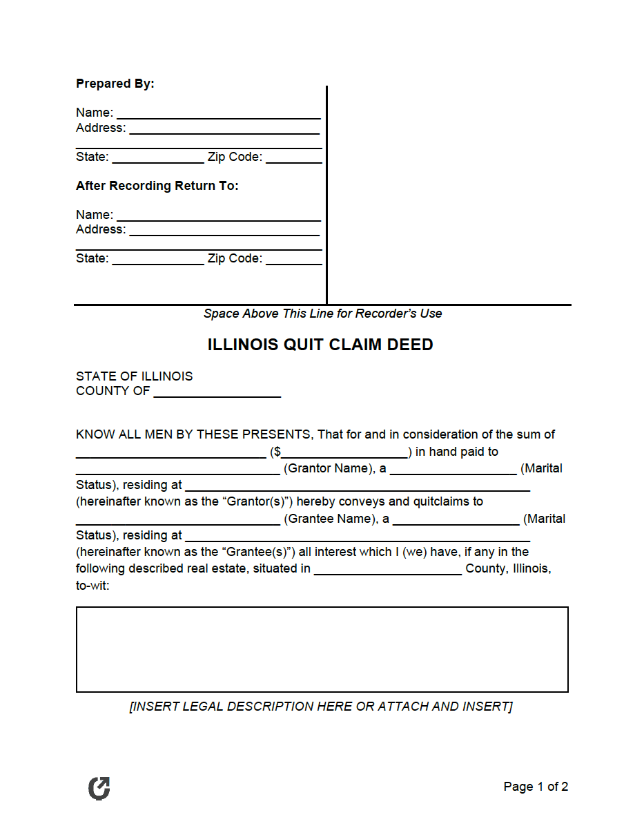 illinois quit claim deed form