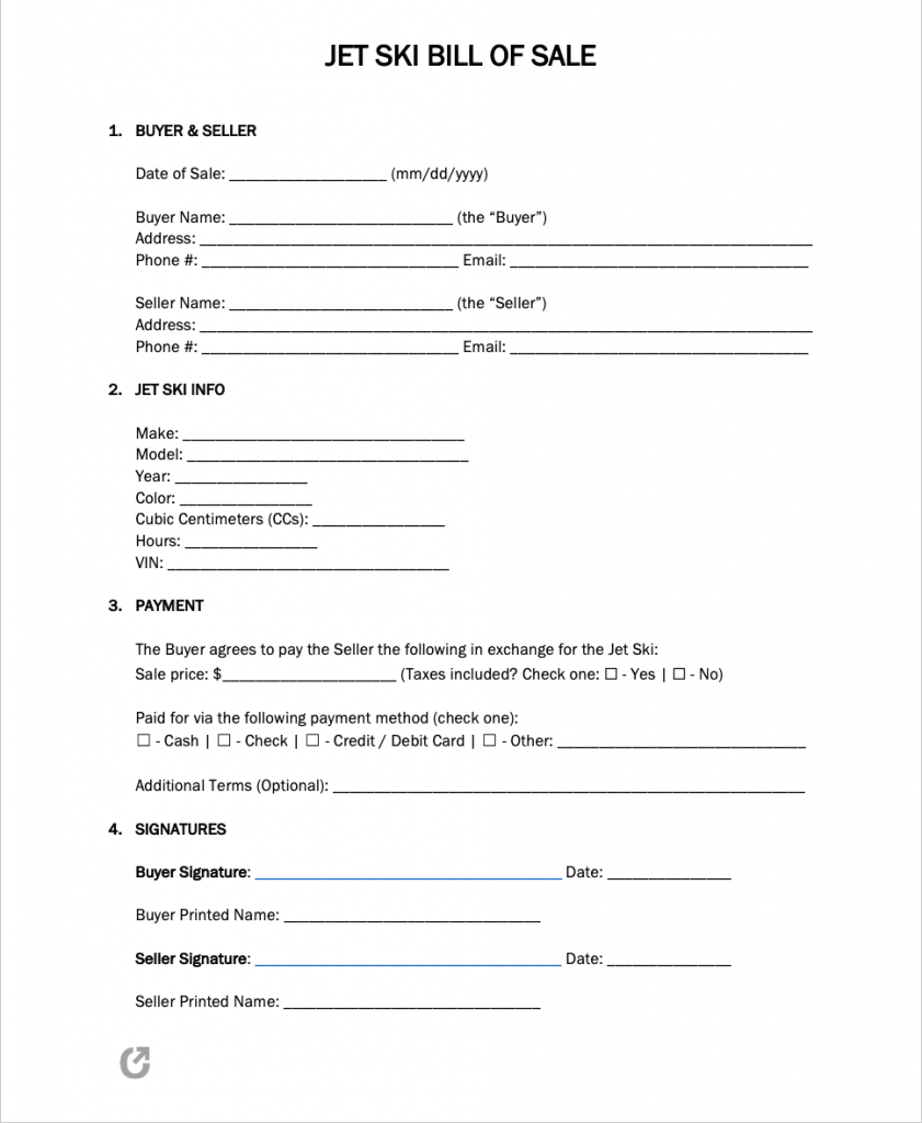 Free Bill of Sale Forms PDF WORD RTF