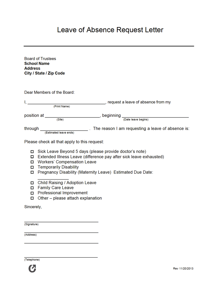 Free Leave of Absence Letter Samples | PDF