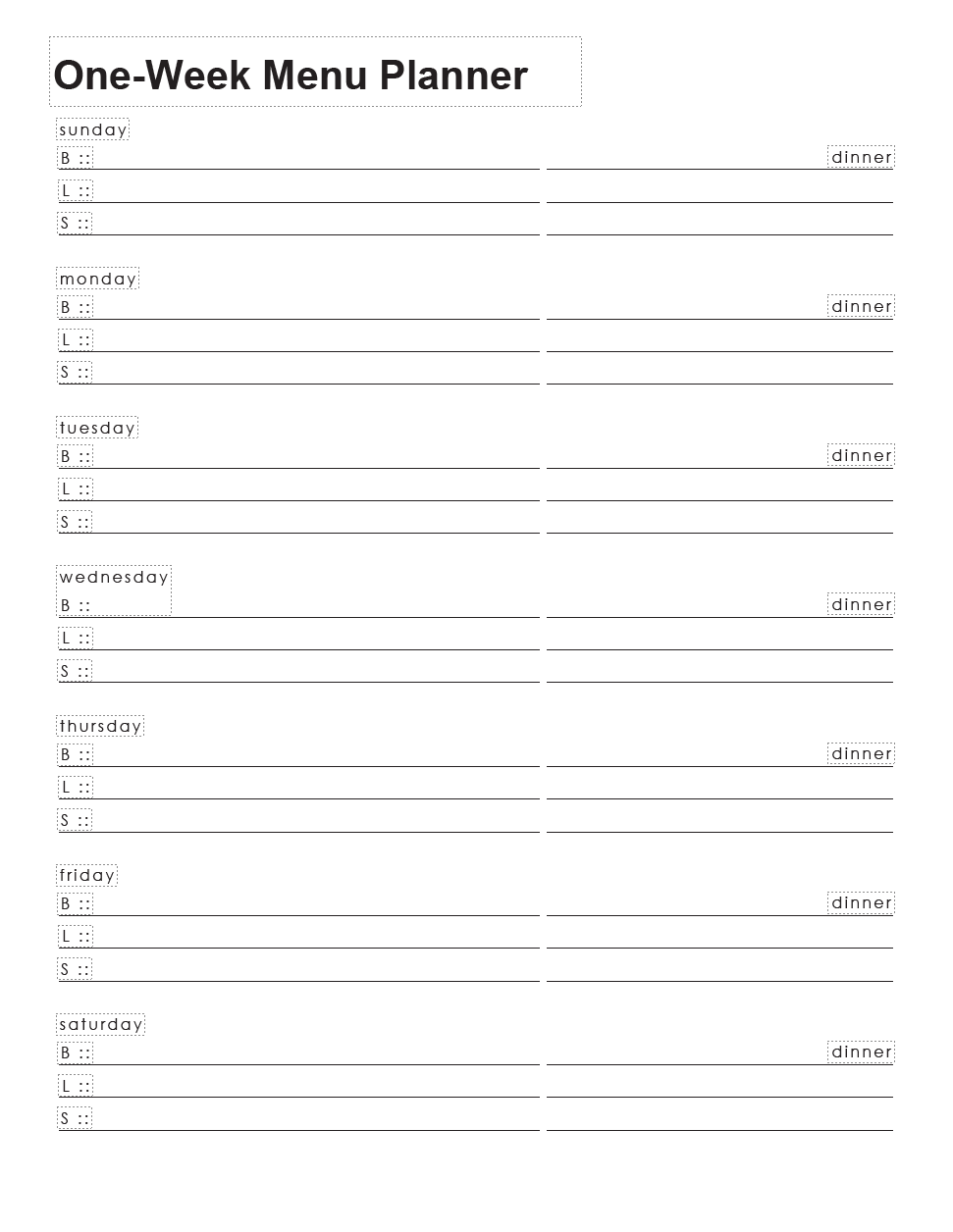 meal plan template sheets