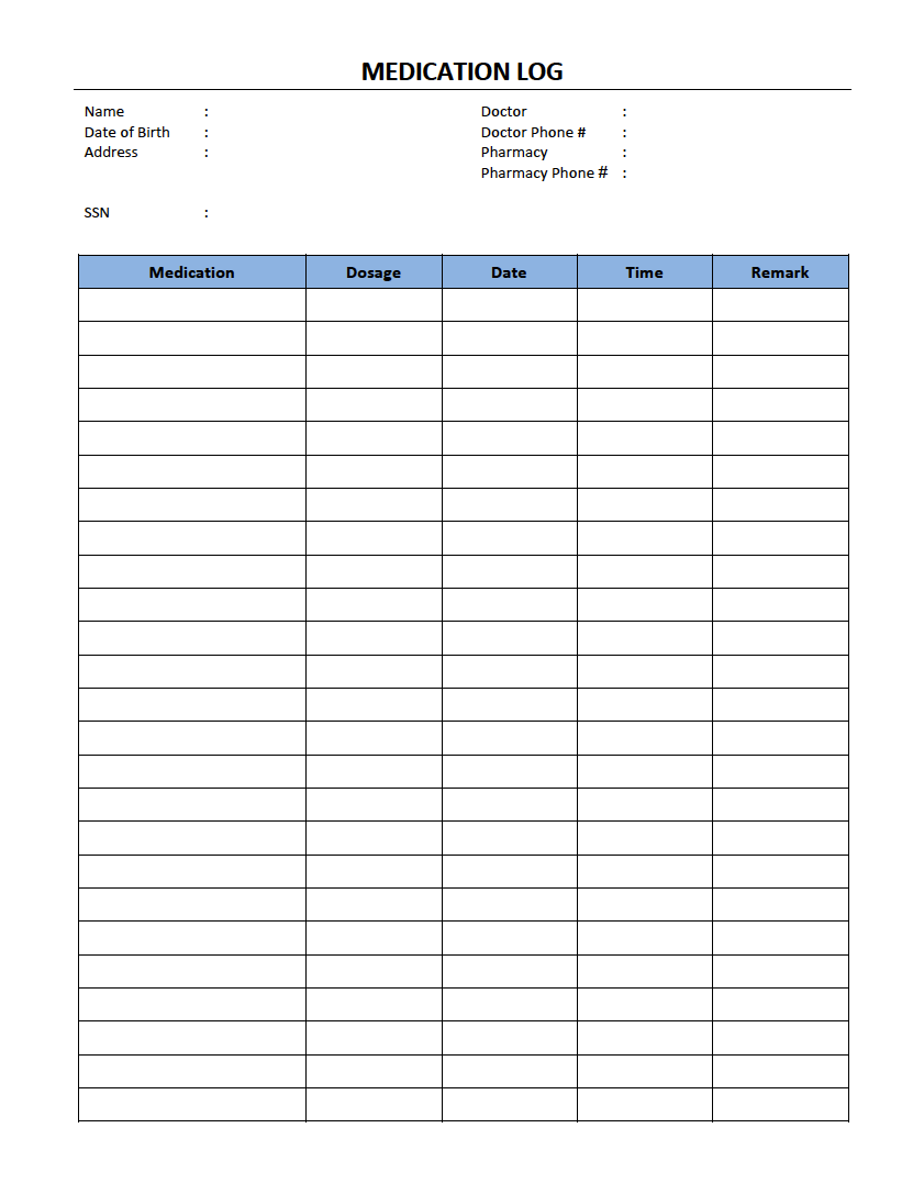 Free Medication Schedule Templates Pdf Word Excel