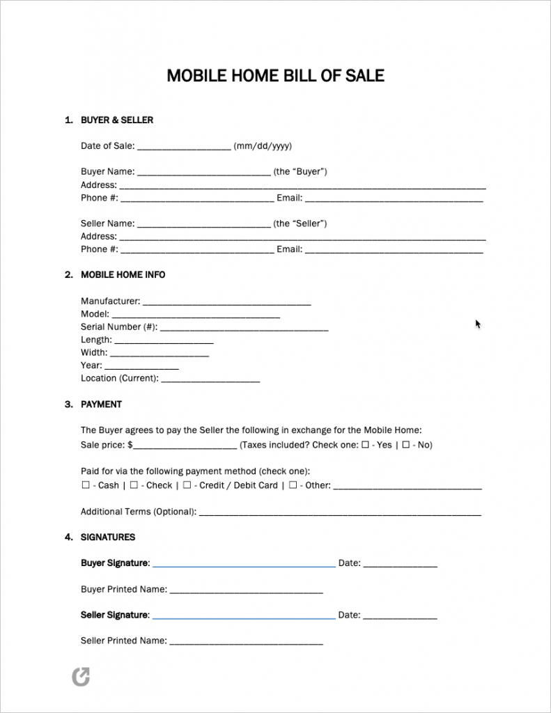 Free Bill Of Sale Forms PDF WORD RTF