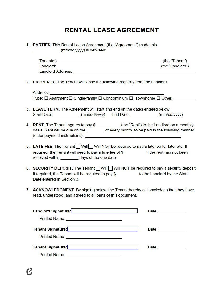 Simple Pdf Free Printable Basic Rental Agreement Printable Templates Free