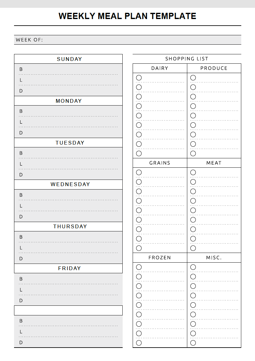 Free Meal Planning Templates  PDF  WORD With Regard To Weekly Meal Planner Template Word