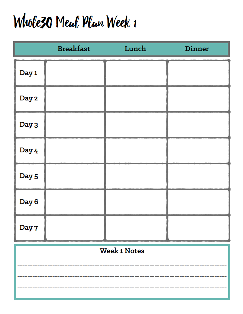 meal plan sheet pdf