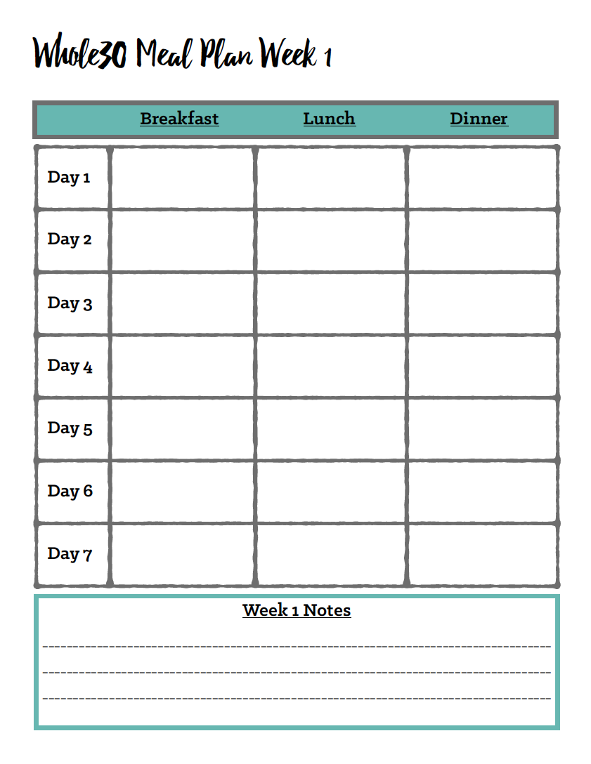 Daily Meal Plan Template Printable